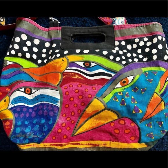 Beautiful artistic tote/ beach bag by Laurel Burch - Picture 3 of 3